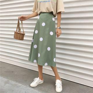 Dotted High-waist Chiffon Midi Skirt