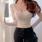 Long-sleeve Fitted Lace Top