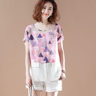 Short-sleeve Mock Two Piece Top