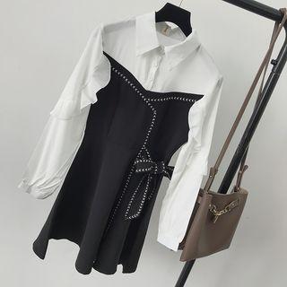 Ruffle Mock Two-piece A-line Dress