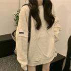 Applique Distressed Cable-knit Sweater