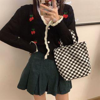 Cherry Detail Contrast Trim Cardigan