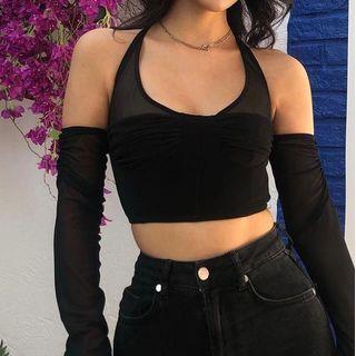 Halter Neck Mesh Tank Top