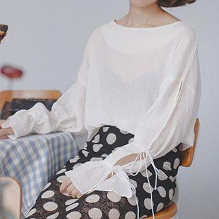 Plain Cut Out Long Sleeve Top