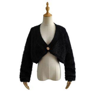 Balloon-sleeve Mohair Cropped Cardigan