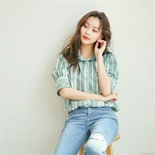 Puff-sleeve Floral Print Shirt