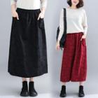 Floral Jacquard Midi A-line Skirt