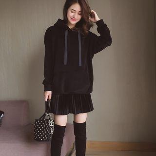 Set: Plain Hoodie + Mini A-line Pleated Skirt