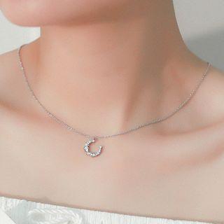 925 Sterling Silver Moon Pendant Necklace 1 Pc - Silver - One Size