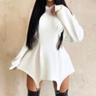 Long-sleeve Asymmetrical Hooded Mini A-line Dress