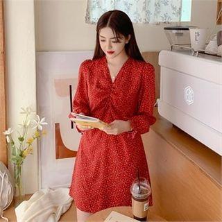 Shirred Floral Mini Dress