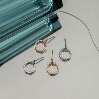 Rhinestone Hoop Sterling Silver Earring