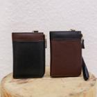 Panel Genuine Leather Zip Wallet