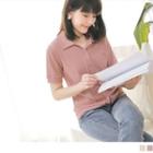 Short-sleeve Single-breasted Plain Top
