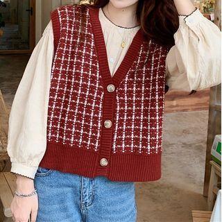 Plaid Sweater Vest / Blouse