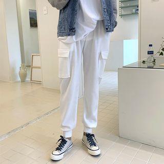 Drawstring -waist Flap-pocket Jogger Pants
