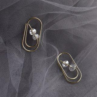 Beaded Paperclip Earring 1 Pair - S925 Silver - One Size
