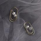 Beaded Paperclip Earring 1 Pair - S925 Silver - One Size