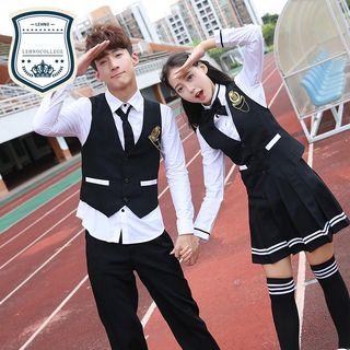 Set: Vest + Shirt + Pants + Neck Tie / Set: Vest + Shirt + Pleated Skirt + Bow Tie