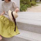 Round-neck Floral Print Ruffle-hem Dress