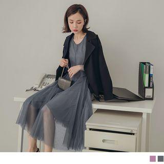 Long Sleeve Sheer A-line Dress