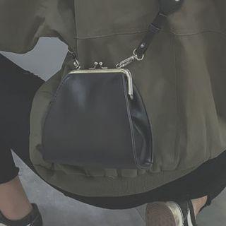 Faux Leather Crossbody Bag With Metal Clasp