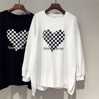 Check Heart Print Sweater