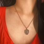 Alloy Embossed Disc Pendant Necklace