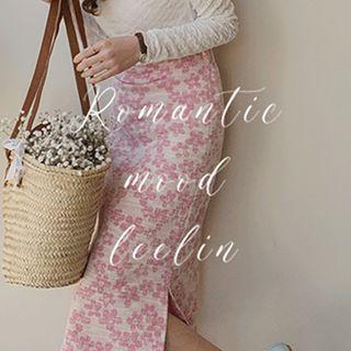 [exclusive] Flower-jacquard Midi Skirt