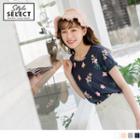 Fold-up Sleeve Floral Print Top
