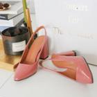 Pointed-toe Slingback Block-heel Pumps