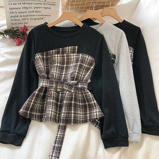Double-breasted Plaid Pullover