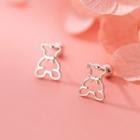Bear Stud Earring 1 Pair - S925 Silver - Silver - One Size