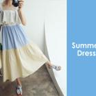Color-block Tiered Long Sundress