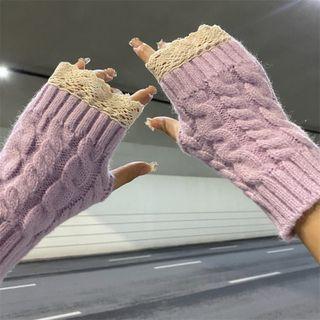 Lace Trim Fingerless Gloves