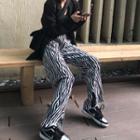 Zebra Wide Leg Pants Zebra - Black & White - One Size