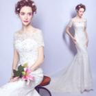 Short-sleeve Sheath Mermaid Wedding Dress