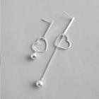 Non-matching 925 Sterling Silver Heart Dangle Earring 1 Pair - Silver - One Size