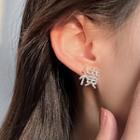 Chinese Characters Rhinestone Earring 1 Pair - White - One Size