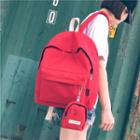 Plain Canvas Backpack With Mini Pouch