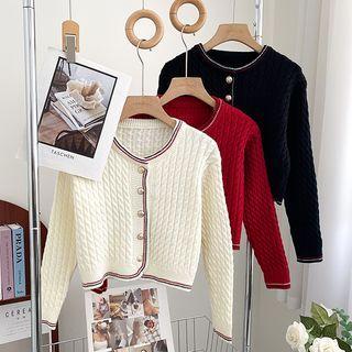 Crewneck Ribbed Cropped Cardigan