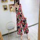 Sleeveless Floral Print Wide Leg Jumpsuit