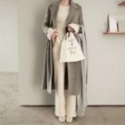 Set: Plain Crewneck Sweater + Wide-leg Knit Pants