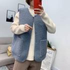 Faux Shearling Single-breasted Vest