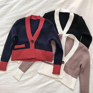 Color-block Long-sleeve Cardigan