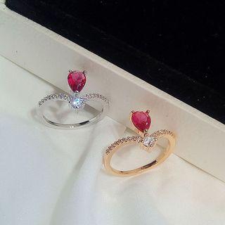Rhinestone Droplet Ring