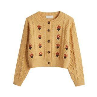 Floral Embroidered Crop Cardigan
