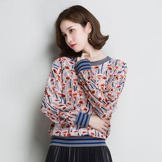Floral Patterned Velvet Pullover