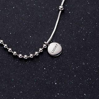 Lettering Pendant Bead Chain Necklace Silver - One Size