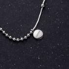 Lettering Pendant Bead Chain Necklace Silver - One Size